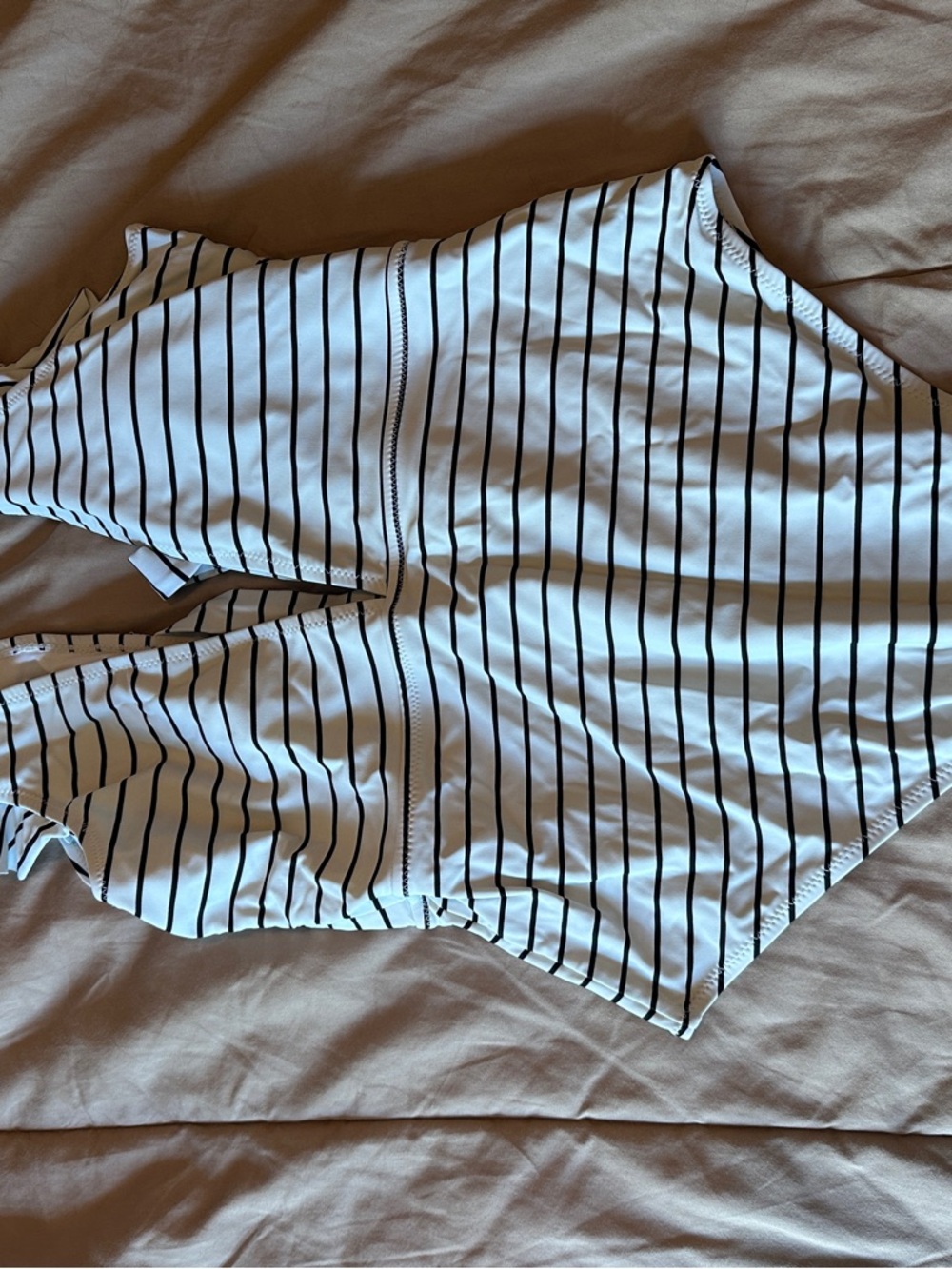 SHEIN White One-Piece Swimsuit with Black Stripes